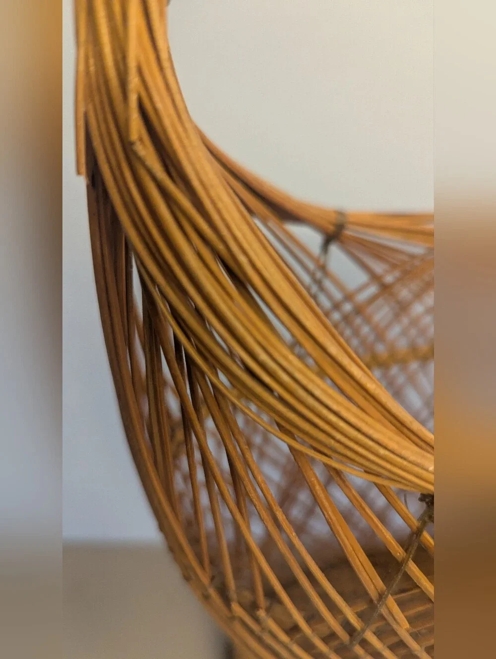 Handwoven Natural Rattan Basket Tote with Arch Handle